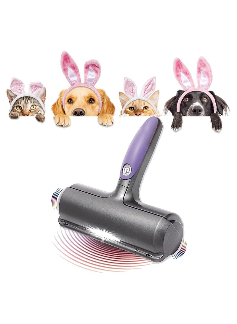 SYOSI أسطوانة إزالة شعر الحيوانات الأليفة الكهربائية، أسطوانة إزالة الوبر لشعر الكلاب والقطط مع إضاءة LED، أسطوانة قابلة لإعادة الاستخدام لإزالة شعر الحيوانات الأليفة مع وضع تنظيف ذاتي للسجاد، الملابس، الأثاث، السيارة والمفروشات - Image 1