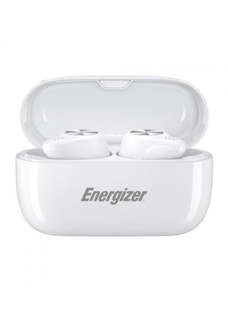 Energizer TWS Bluetooth 5.2 Earphones Wireless Earbuds Stereo Bass 5H Playing Time USB-C Charging White - Image 1