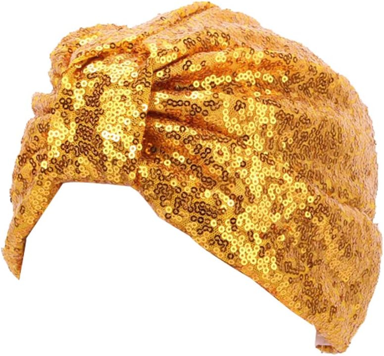 Sparkly Sequin Twist Pleated Hair Wrap Stretch Turban S232