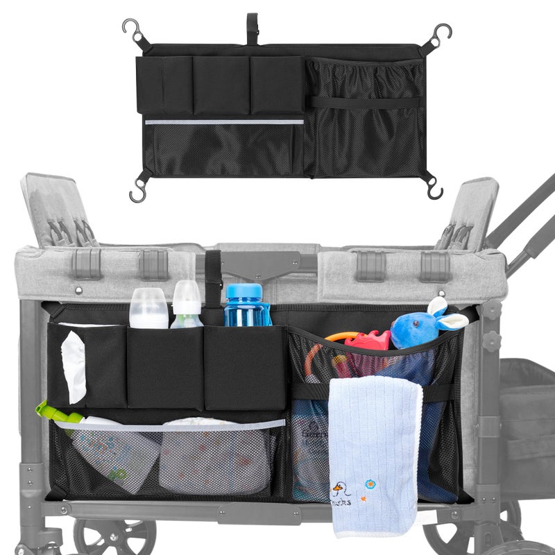 HODRANT Stroller Wagon Cargo Net, Stroller Wagon Accessories Organizer Compatible with WONDERFOLD All W-Series Models, Large Capacity Mesh Cargo Storage Net with Sorting Pockets for Dry Wet Separation - Image 1