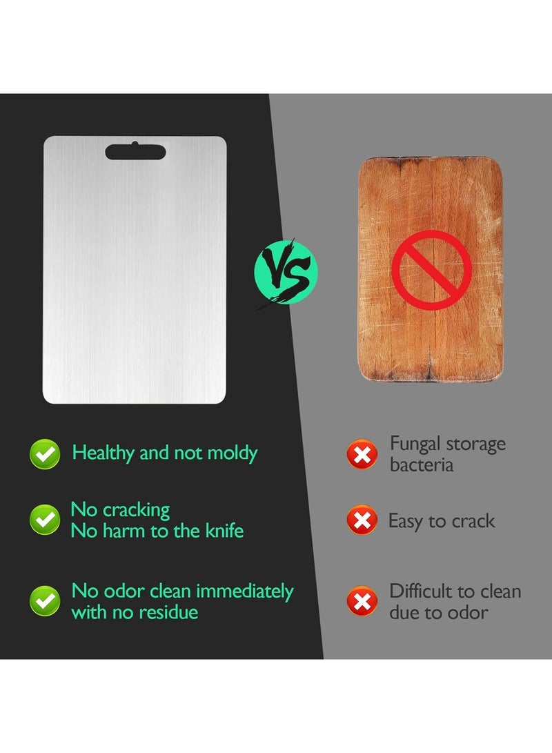 2Pcs Titanium Cutting Board,Titanium Cutting Boards for Kitchen,304 Stainless Steel Food Grade Cutting Board for Meat Fruit & Vegetable ( 34 * 23 CM,29 * 20 CM) - Image 2