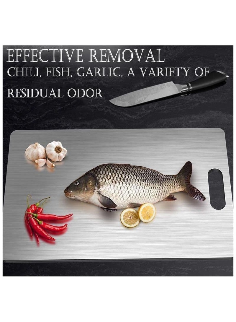 2Pcs Titanium Cutting Board,Titanium Cutting Boards for Kitchen,304 Stainless Steel Food Grade Cutting Board for Meat Fruit & Vegetable ( 34 * 23 CM,29 * 20 CM) - Image 4