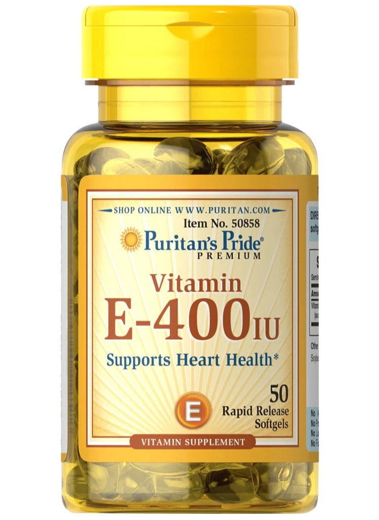 Puritan's Pride Puritan's Pride Vitamin E 400 IU (180mg) – 50 Softgels for Antioxidant & Heart Support 