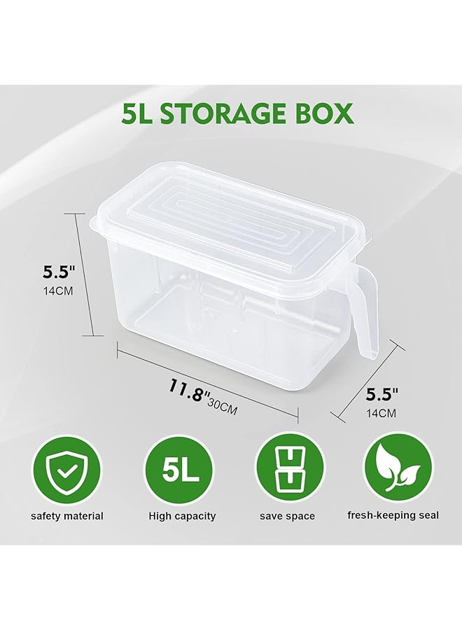 SKY-TOUCH 6Pcs Refrigerator Organizer, Stackable Plastic Kitchen Food Storage Containers With Lids And Handle For Fruits Vegetables, Freezer Safe Boxes, Transparent (Pack Of 2) - Image 4
