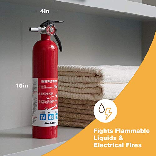 First Alert Fire Extinguisher for Home, Standard Rechargeable Compliance Unit, UL RATED 1-A:10-B:C, HOME1, Red, 1-Pack - Image 5