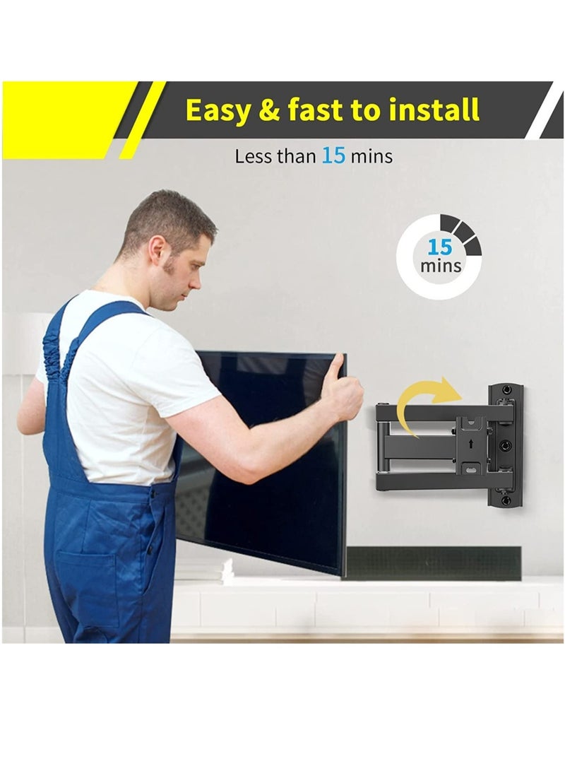 Tilt & Swivel TV Wall Mount - Heavy Duty Steel Bracket for 32-55" LED, LCD, Flat & Curved TVs, 70 lbs Capacity, VESA 400x400, RM-400 - Image 2