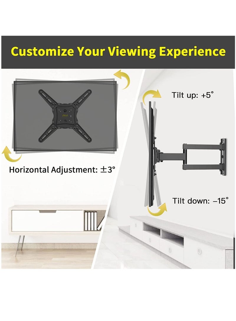 Tilt & Swivel TV Wall Mount - Heavy Duty Steel Bracket for 32-55" LED, LCD, Flat & Curved TVs, 70 lbs Capacity, VESA 400x400, RM-400 - Image 3