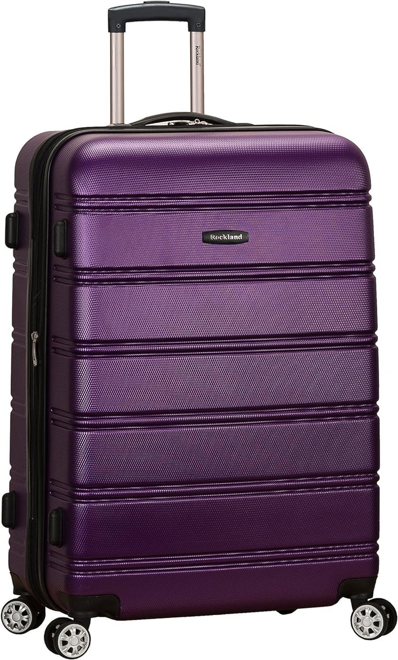 Rockland Melbourne Hardside Expandable Spinner Wheel Luggage, Purple, Checked-Medium 24-Inch - Image 5