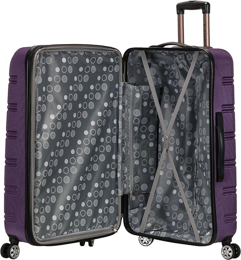 Rockland Melbourne Hardside Expandable Spinner Wheel Luggage, Purple, Checked-Medium 24-Inch - Image 3