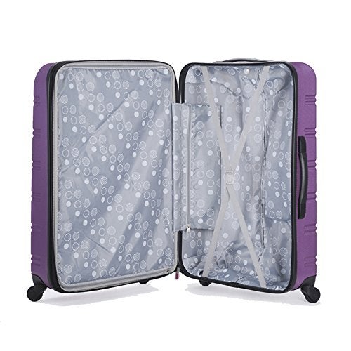 Rockland Melbourne Hardside Expandable Spinner Wheel Luggage, Purple, Checked-Medium 24-Inch - Image 4