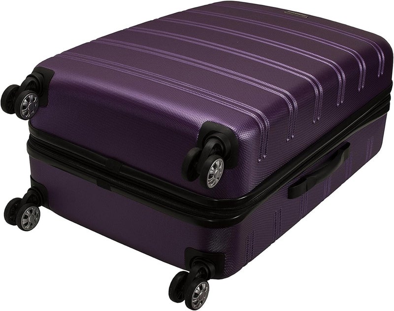Rockland Melbourne Hardside Expandable Spinner Wheel Luggage, Purple, Checked-Medium 24-Inch - Image 2