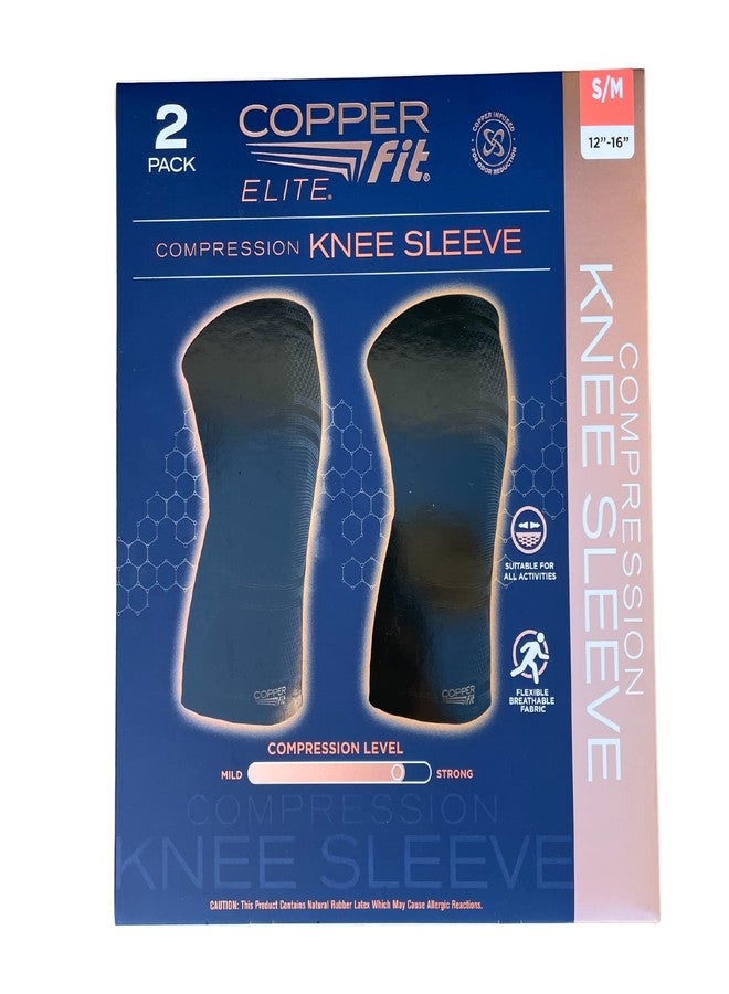 Copper Fit Elite Knee Compression Sleeve Knee Brace 2-Pack, Black (Small/Medium 12"-16") - Image 1