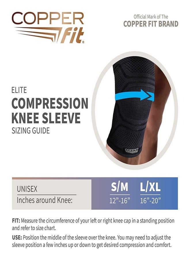 Copper Fit Elite Knee Compression Sleeve Knee Brace 2-Pack, Black (Small/Medium 12"-16") - Image 4