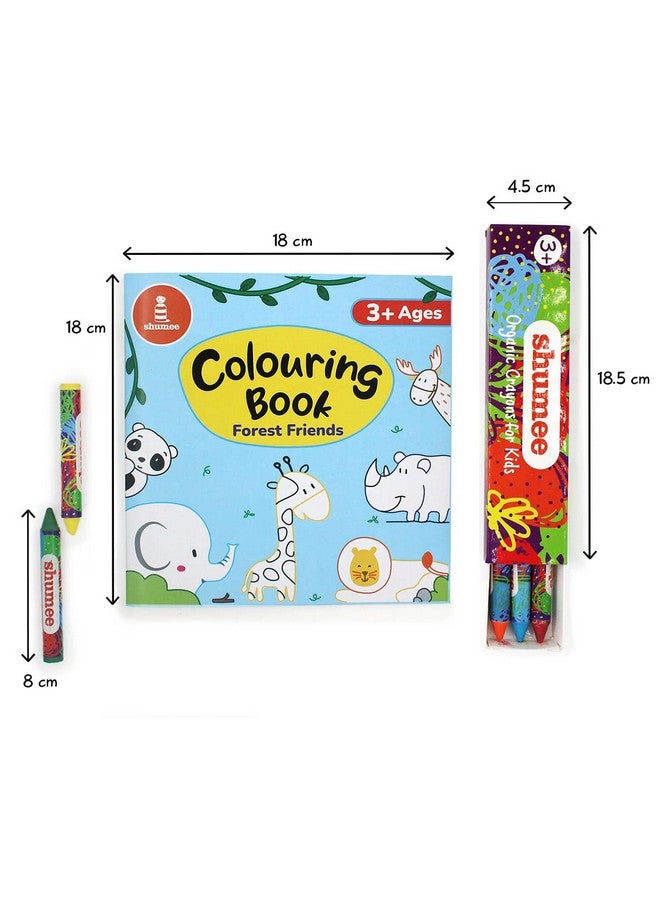 شومي دفتر تلوين شومي مع مجموعة أقلام تلوين عضوية - بطابع الغابة (٣ سنوات فأكثر) | ٢٠ صفحة و٦ أقلام تلوين | ألوان عضوية وطبيعية | مجموعة فنون وحرف يدوية لتنمية مهارات الأطفال لإنشاء كرنفال ملون - Image 2
