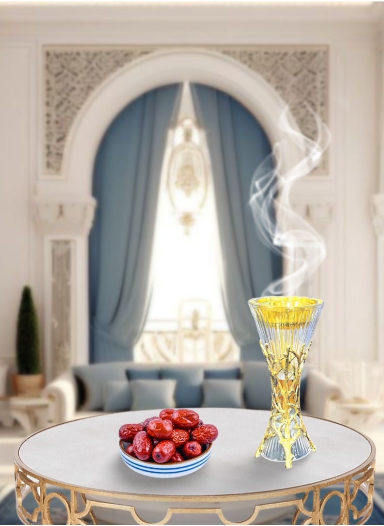 Bakhoor BoSidin - Elegant Design Incense Burner Arabic Oud Holder for Home and Office Fragrance - 1piece Gold - Image 1