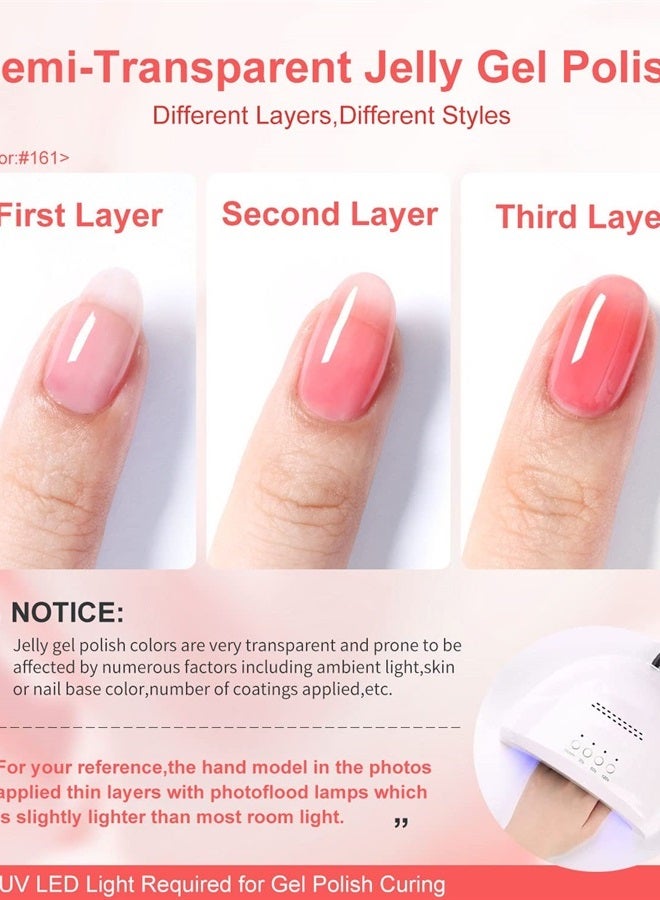 DOUBORQ 20 colors Jelly Gel Nail Polish Translucent Color Nail Gel Nude Nail Polish Pink Black Blue Soak Off Gel Nail DIY Home Salon Nail Art Manicure For Women (Classic Color)