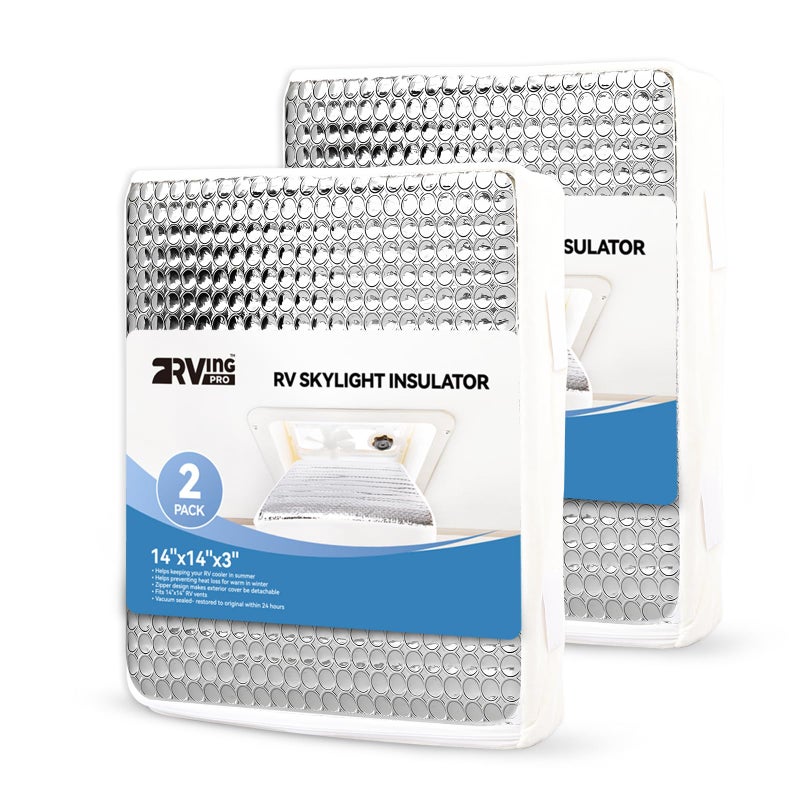 RVINGPRO 2 Pack RVINGPRO 14x14 RV Vent Insulator with Reflective Surface NoSlip Design RV Skylight Cover Fits for Standard RV Shower Skylight with Storage Bag 3 Layers to Reduce Heat Transfer - Image 2