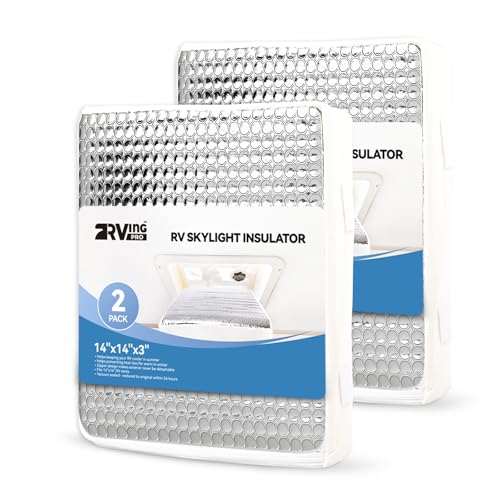 RVINGPRO 2 Pack RVINGPRO 14x14 RV Vent Insulator with Reflective Surface NoSlip Design RV Skylight Cover Fits for Standard RV Shower Skylight with Storage Bag 3 Layers to Reduce Heat Transfer - Image 1