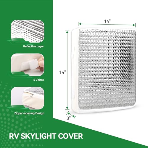 RVINGPRO 2 Pack RVINGPRO 14x14 RV Vent Insulator with Reflective Surface NoSlip Design RV Skylight Cover Fits for Standard RV Shower Skylight with Storage Bag 3 Layers to Reduce Heat Transfer - Image 3