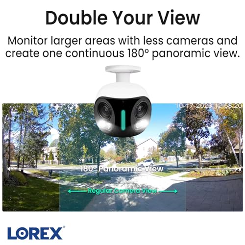 Lorex كاميرا أمان خارجية مزدوجة العدسة بدقة 4K من لوريكس | رؤية بانورامية 180° | إضاءة أمان ذكية | رؤية ليلية ملونة | محادثة ثنائية الاتجاه | إطار تلقائي | تخزين محلي بسعة 32 جيجابايت، بدون رسوم شهرية | تصنيف IP66 - Image 3