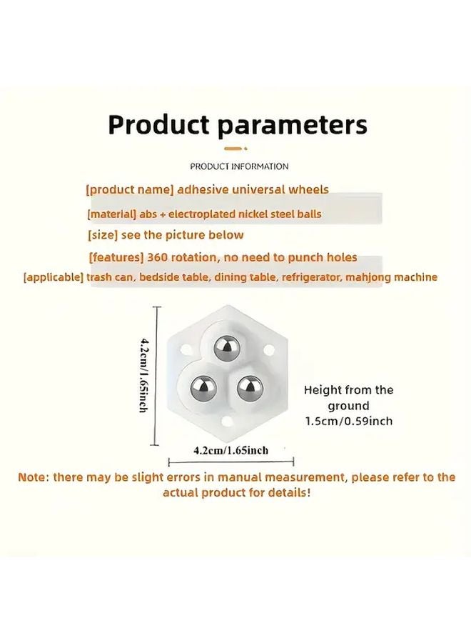 20pcs White Heavy Duty Adhesive Casters 440 Lbs Capacity Quiet Ball Bearing Wheels - Image 3
