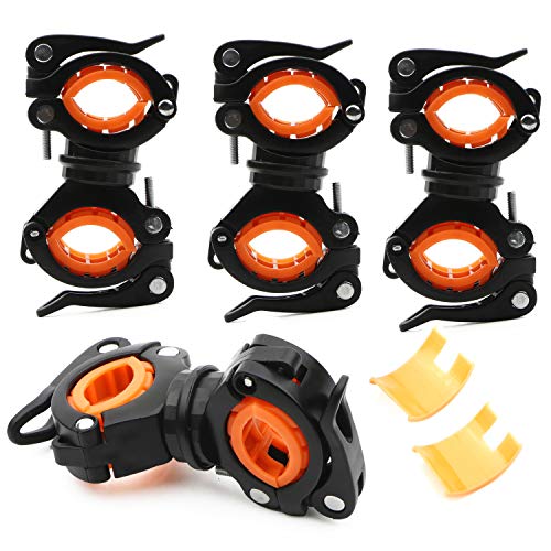 Rowiz Flashlight Holder, 360 Degree Rotation Bicycle Bike LED Light Torch Mount Clamp Clip Holder Grip Bracket, Bike Flashlight Mount, Pack of 4 - Image 1