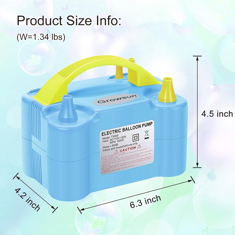 Growsun Balloons Pump Kit Electric Balloon Garland Arch Kit Air Blower Inflator for Party Decoration w/Ballons Tape Strip, Light Blue - Image 2