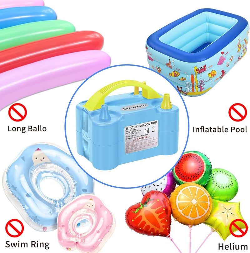 Growsun Balloons Pump Kit Electric Balloon Garland Arch Kit Air Blower Inflator for Party Decoration w/Ballons Tape Strip, Light Blue - Image 5