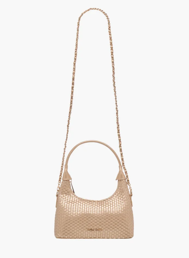 Flora Bella By Shoexpress Weave Textured Shoulder Bag with Zip Closure