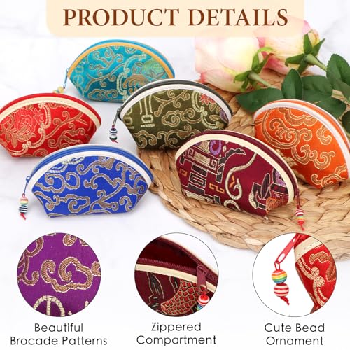 kilofly 20 pc Chinese Silk Embroidered Zipper Jewelry Bag Coin Purse Gift Pouch - Image 3