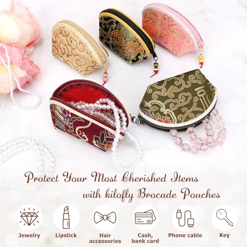 kilofly 20 pc Chinese Silk Embroidered Zipper Jewelry Bag Coin Purse Gift Pouch - Image 5