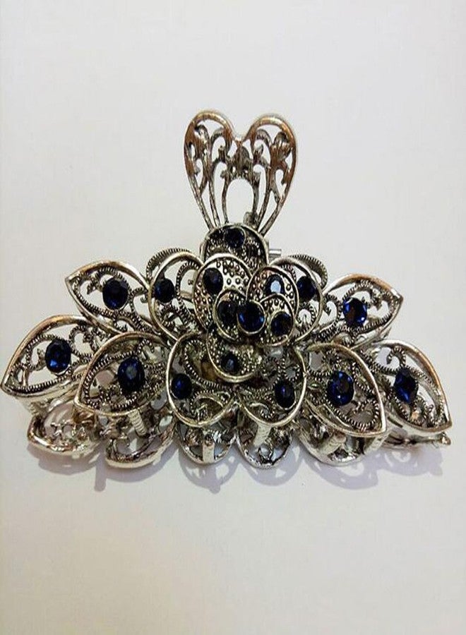 سوبيربليس مشابك شعر نسائية أنيقة بتصميم كلاسيكي، مصنوعة من سبيكة معدنية مرصعة بأحجار الراين، كبيرة الحجم، مناسبة للشعر الكثيف (لون أزرق داكن 1) - Image 4