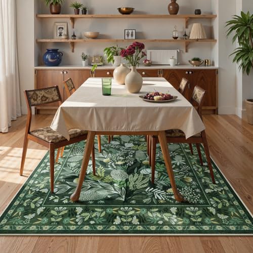 Anidaroel Green Botanical Floral Washable 5x7 Area Rugs, Abstract Large Rugs for Living Room Non-Slip Soft Modern Rugs for Bedroom, Stain Resistant Accent Floor Carpet for Dining Room Entryway - Image 4