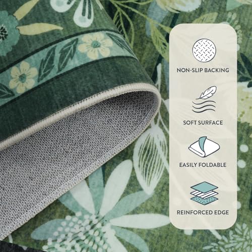 Anidaroel Green Botanical Floral Washable 5x7 Area Rugs, Abstract Large Rugs for Living Room Non-Slip Soft Modern Rugs for Bedroom, Stain Resistant Accent Floor Carpet for Dining Room Entryway - Image 5