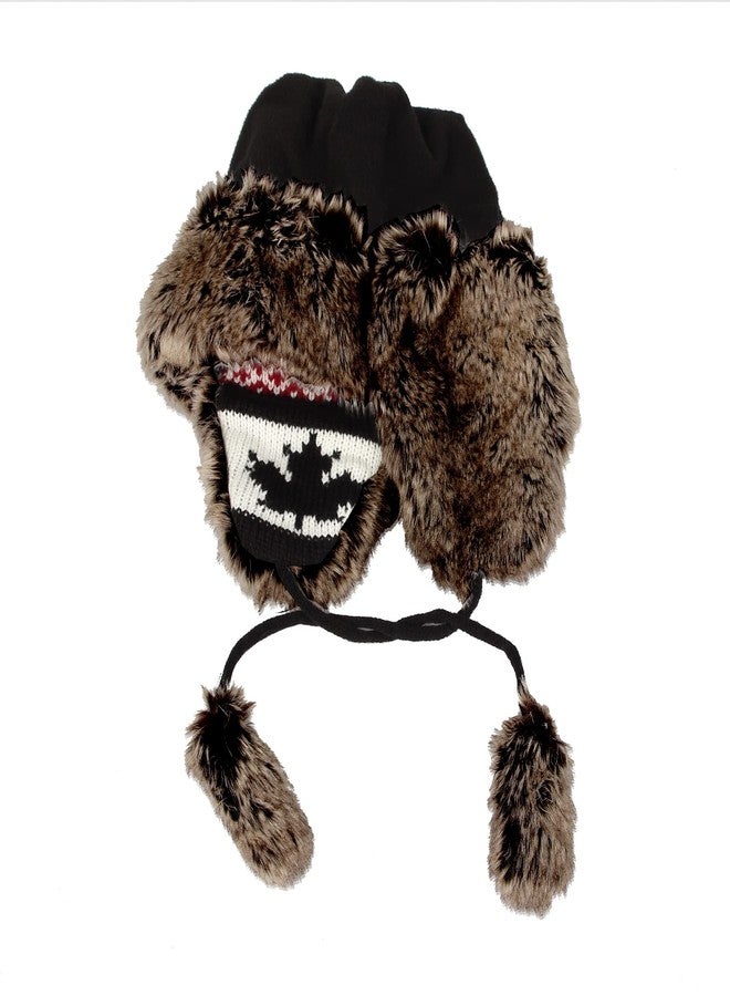 WITHMOONS Fleece Maple Fair Isle Knit Beanie Hat Earflaps Cap FZ70021 (Black) - Image 5
