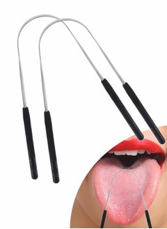 HieerBus Tongue Scraper for Adults , 100% Stainless Steel, Reduce Bad Breath, Tongue Scrubber, Easy to Use, Tongue Cleaner for Oral Care & Hygiene 2pcs Black  - Image 1