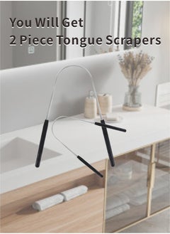 HieerBus Tongue Scraper for Adults , 100% Stainless Steel, Reduce Bad Breath, Tongue Scrubber, Easy to Use, Tongue Cleaner for Oral Care & Hygiene 2pcs Black  - Image 4