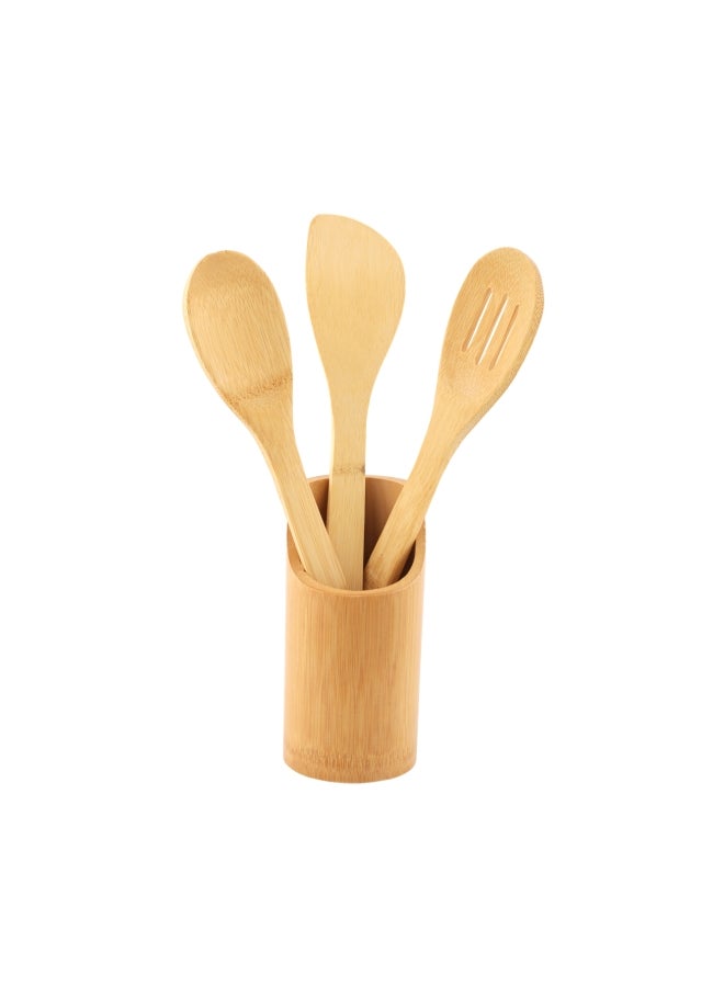 3-Piece Kitchen Utensils Set With Stand Beige 30cm - Image 1