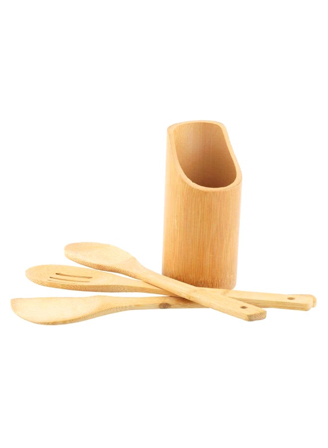 3-Piece Kitchen Utensils Set With Stand Beige 30cm - Image 2