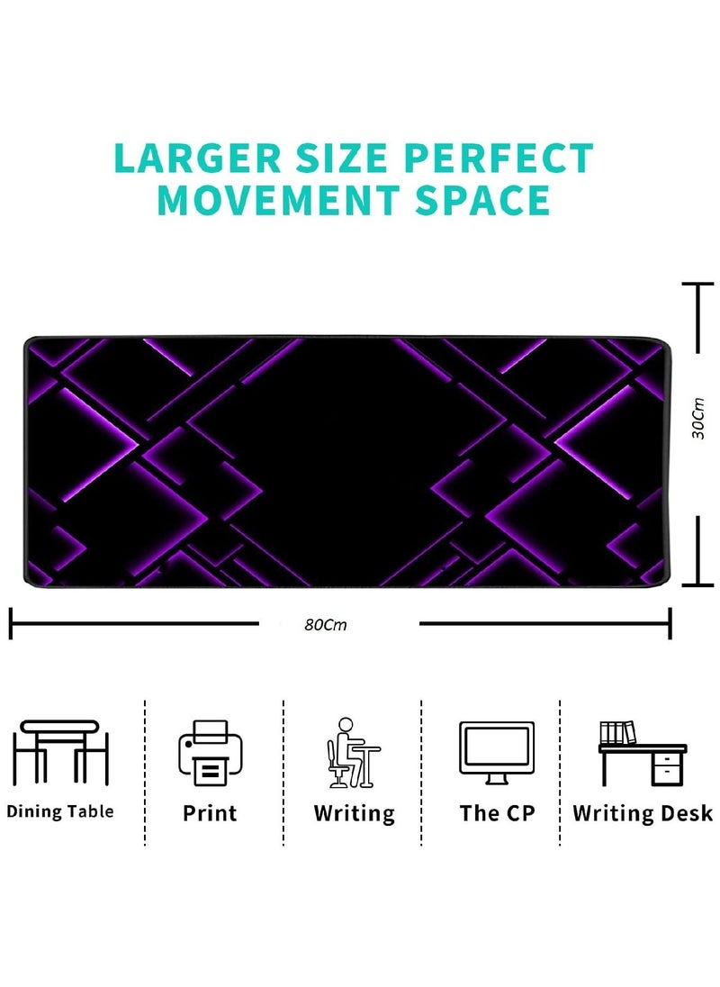 CARONIC - Large Gaming Mouse Pad with Superior Micro Weave Cloth Extended Desk Mousepad with Stitched Edges Non-Slip Base Water Resist Keyboard Pad For Gamer And Office Home Black Purple - Image 1