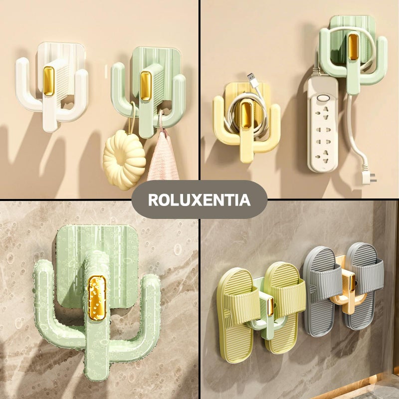 ROLUXENTIA 4 Pack Wall Mounted Shoe Rack - Premium Hanging Shoe Organizer Shelf with Sticky Hanging Mounts, Door Shoe Hangers with Hooks for Slippers Storage, White & Green - Image 5