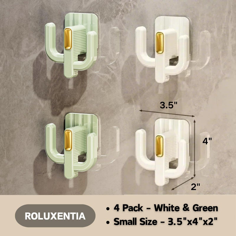 ROLUXENTIA 4 Pack Wall Mounted Shoe Rack - Premium Hanging Shoe Organizer Shelf with Sticky Hanging Mounts, Door Shoe Hangers with Hooks for Slippers Storage, White & Green - Image 2