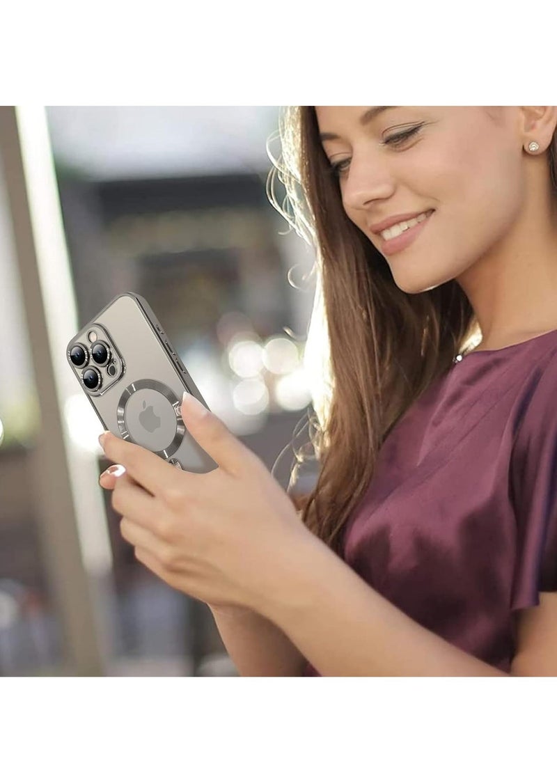 حافظة مغناطيسية لجهاز آيفون 16 برو ماكس مع واقي عدسة الكاميرا المدمج – متوافقة مع MagSafe، غلاف رقيق شفاف مضاد للخدش ومقاوم للصدمات للنساء والرجال، تيتانيوم طبيعي - Image 5