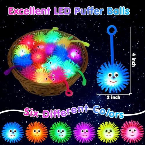 Basytodio 18 PCS LED Puffer Balls Party Favors for Kids Goodie Bags Stuffers Classroom Prizes Bulk Fidget Toys Easter Basket Stuffers Light Up School Prizes Treasure Box Pinata Filler Return Birthday Gifts - Image 5
