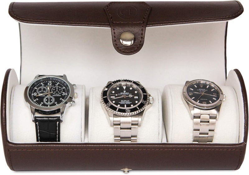 CASE ELEGANCE Travel Watch Case Roll Organizer for Men | Vegan Faux Leather Watch Display Case | Watch Display, Storage & Holder | Watch Case for Men's Watch Collection | Watch Holder for Men | Brown - Image 4