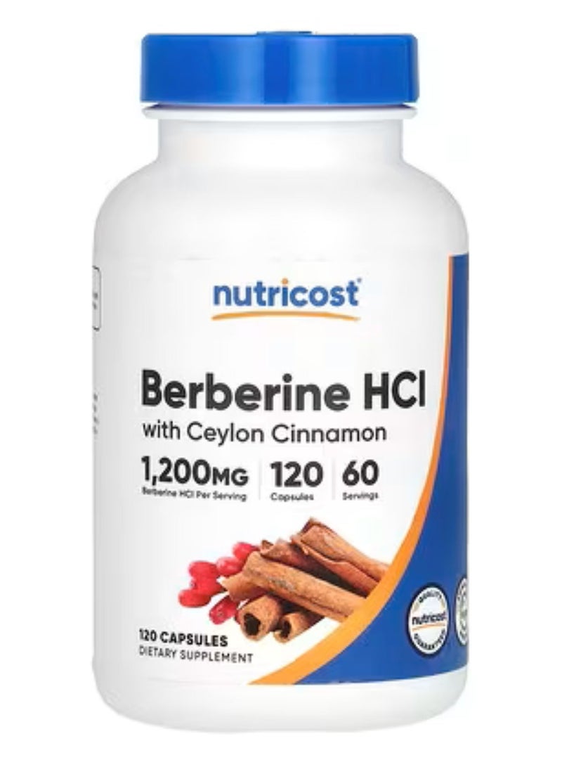 Nutricost, Berberine HCl With Ceylon Cinnamon, 120 Capsules - Image 1