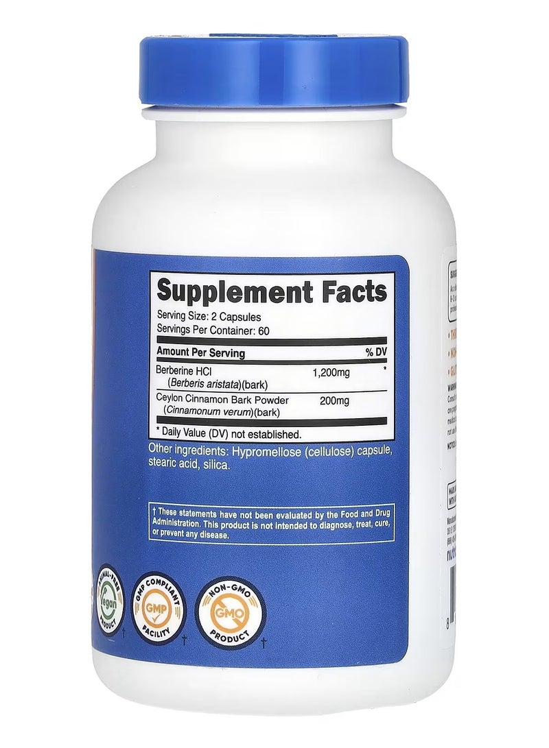 Nutricost, Berberine HCl With Ceylon Cinnamon, 120 Capsules - Image 2