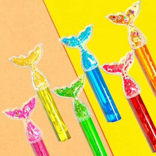 uoyoi Mermaid Party Favors24Pcs Glitter Mermaid Tail Bubble Wands for Kids Birthday Party SuppliesClassroom Prizes Pinata Goodie Bag Stuffers Gift - Image 5