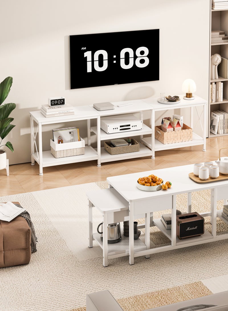 Shofenkei 180*40*60cm TV Stand Table For TV Up To 75 Inch Storage Shelves Entertainment Center and TV Console Table for Home Living Room White - Image 4