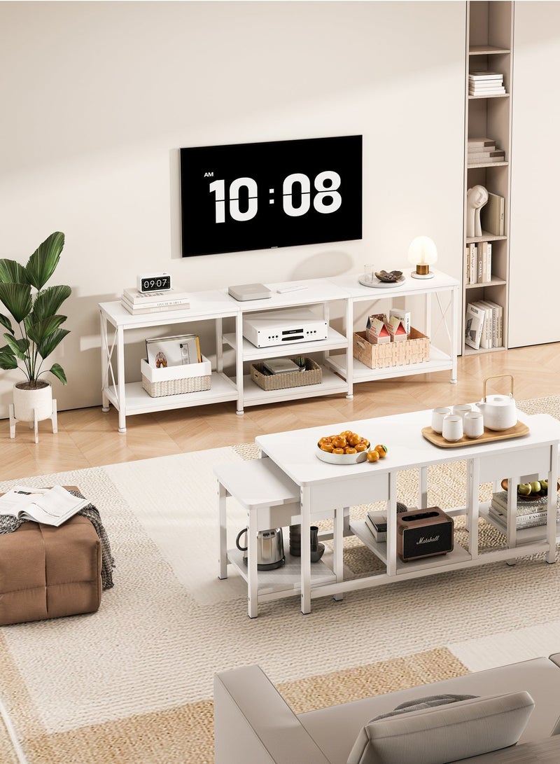 Zanotta 180*40*60cm TV Table TV Stand Table For TV Up To 75 Inch Storage Shelves Entertainment Center and TV Console Table for Home Living Room White - Image 2
